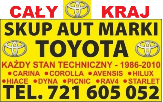 Kupię Toyota Picnic Corolla Avensis Carina Hiace Dyna SKUP
